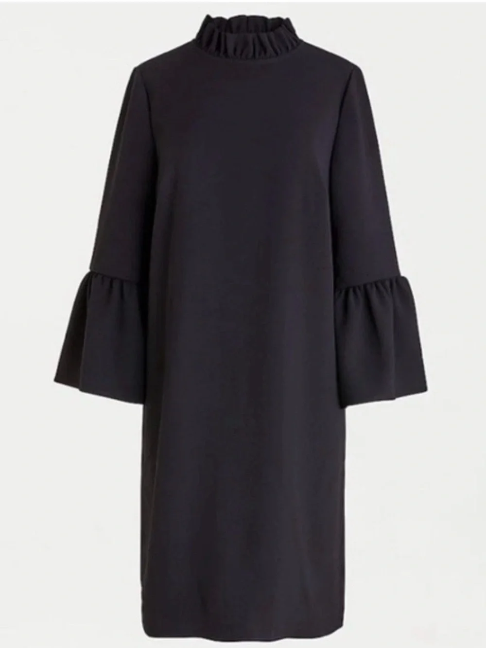 NWT JCrew Ruffle Bell Sleeve Shift Dress NWT Size 6 Black Career
